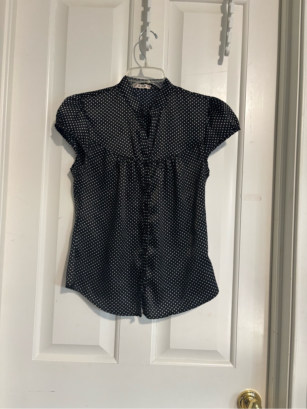 Polka Dot Cap Sleeve Blouse - Black/White Medium forever 21